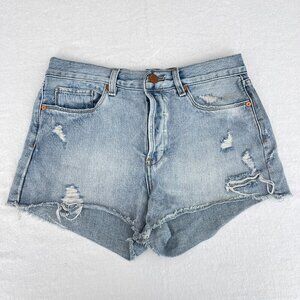 Blanknyc Light Wash Distressed Denim Shorts High Rise 2" Inseam Cotton Womens 28